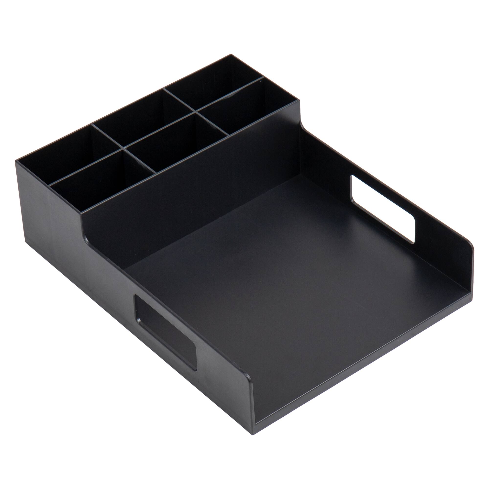 Mind Reader Black Plastic Utensil, Napkin & Plate Serving Tray